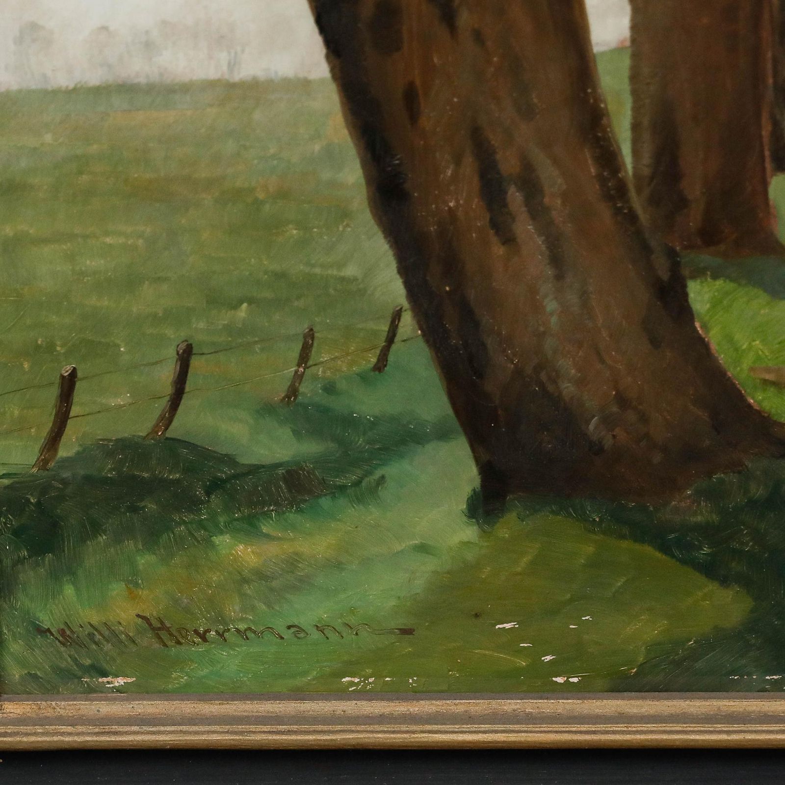 photo furniture Willi Herrmann (1865 1963) Mid 20th Century Oil, Trees In The Rolling Hills