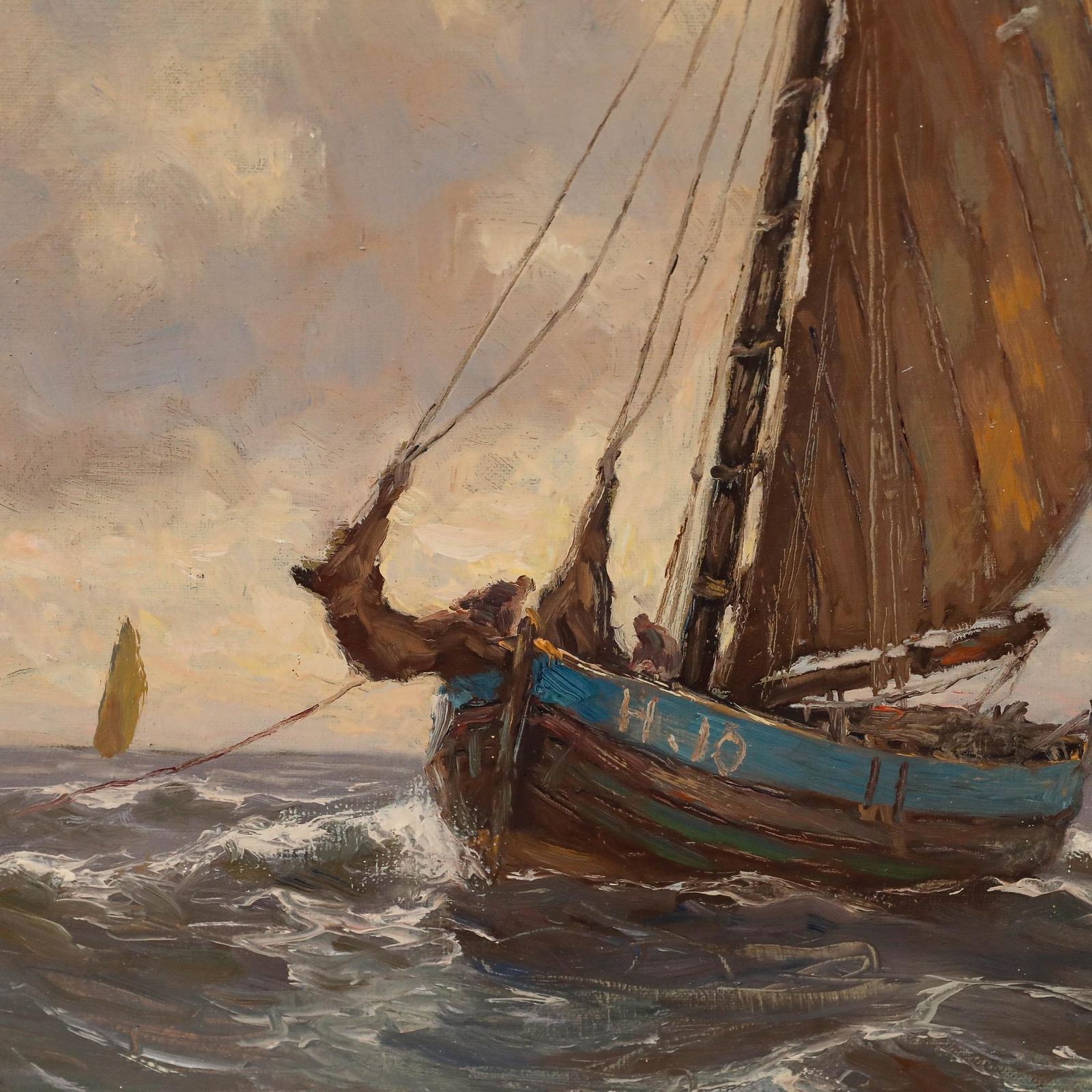 Albert Isidore Devos (1868 1950) Oil, Fishing Trawler At Dusk photo Art