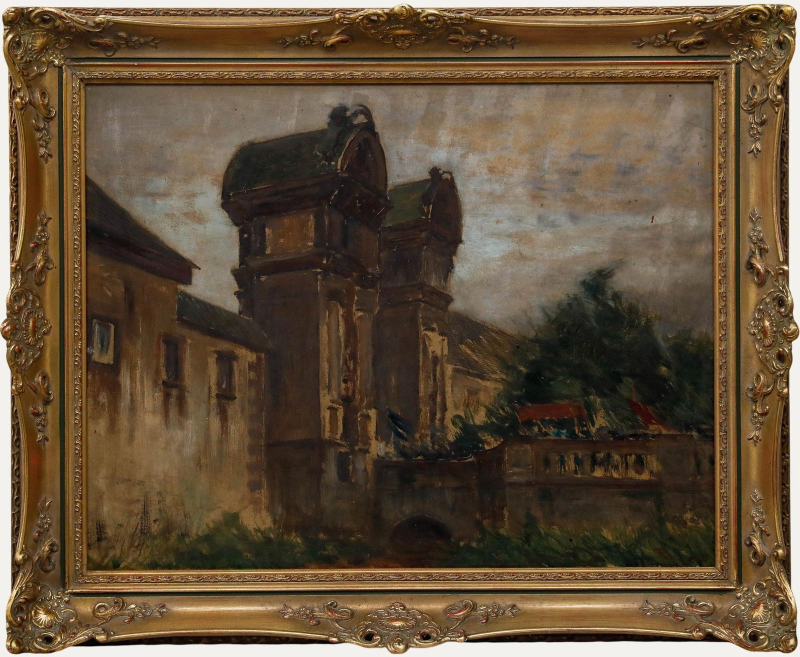 Framed Early 20th Century Oil Parade At The Old Town Gate