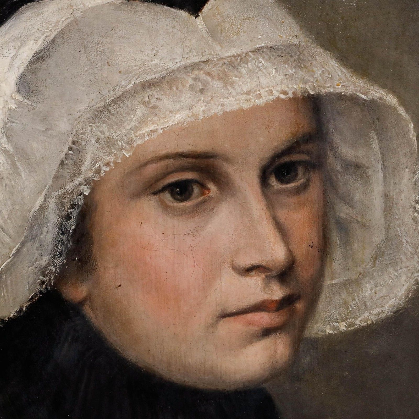 Mid 19th Century Oil Lady In A Dutch Bonnet photo vinterior