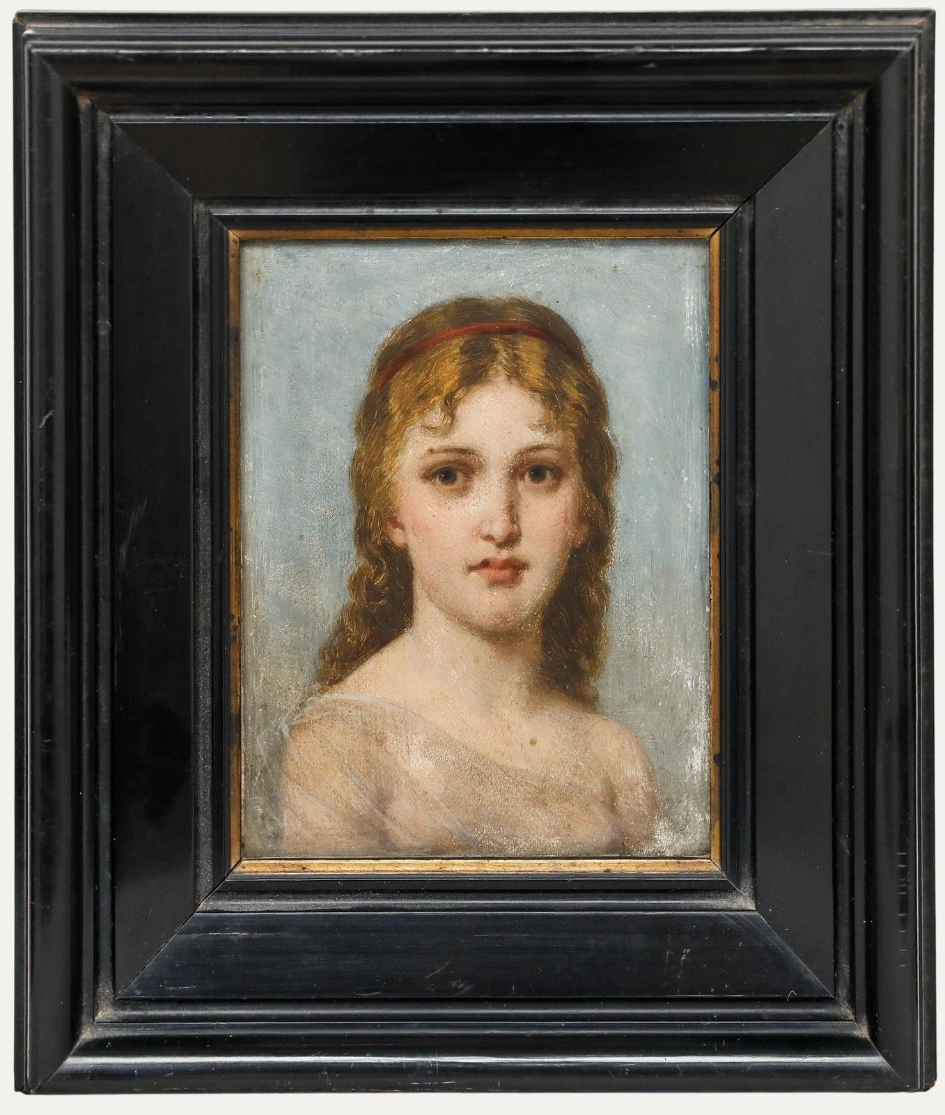 Erhard Winterstein (1841 1919) Framed 1898 Oil, Lady With The Red Headband