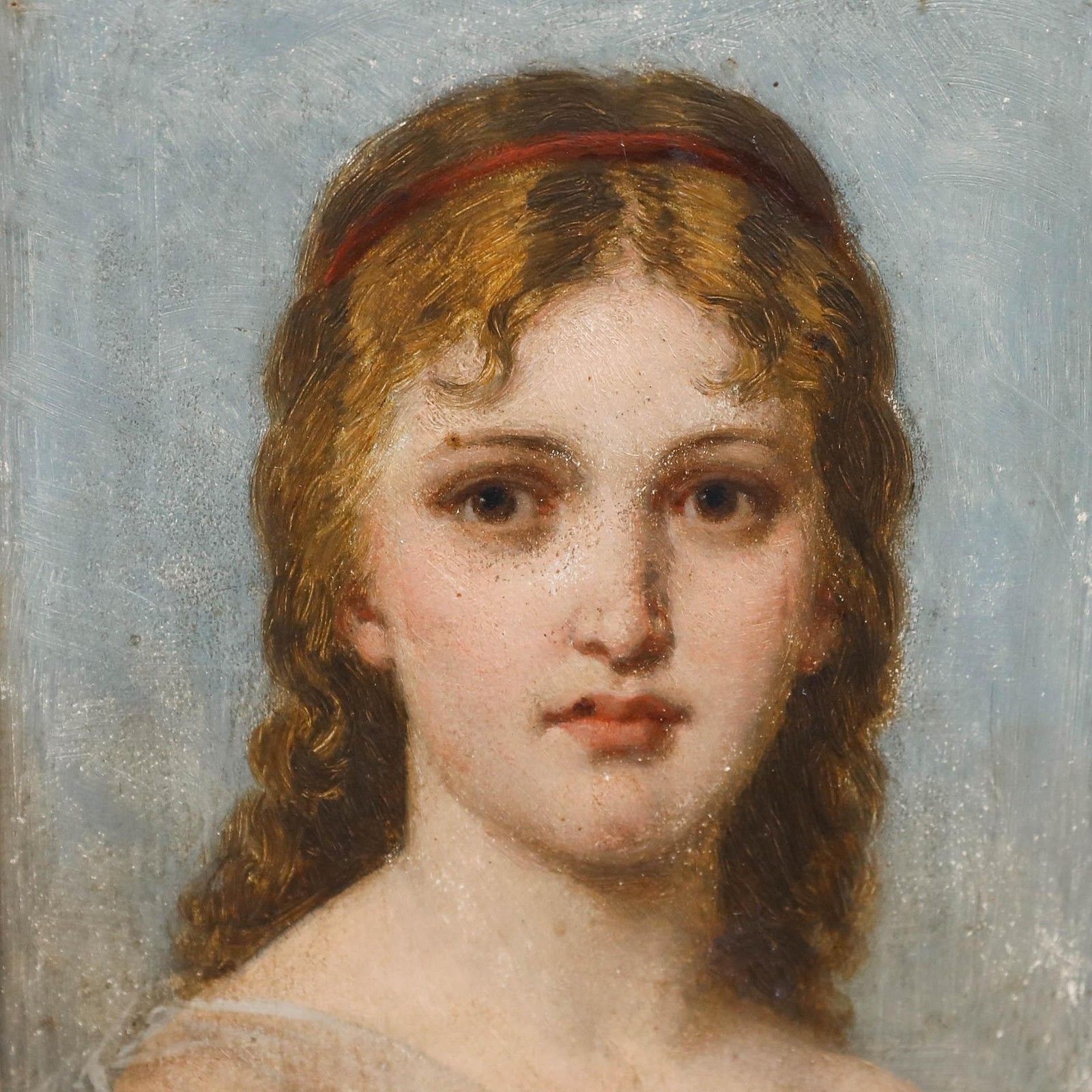 Erhard Winterstein (1841 1919) Framed 1898 Oil, Lady With The Red Headband photo Art