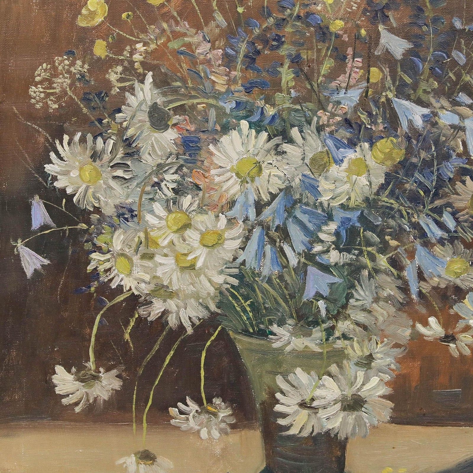 Hermann Umgelter (1891 1962) Framed Oil, Bouquet Of Daises & Wildflowers photo Art
