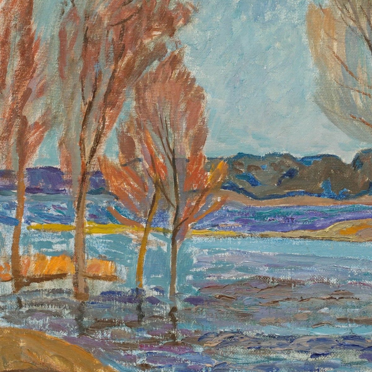 Stefan Losifovich Repin (B.1921) Framed 20th Century Oil, Big Water photo Art