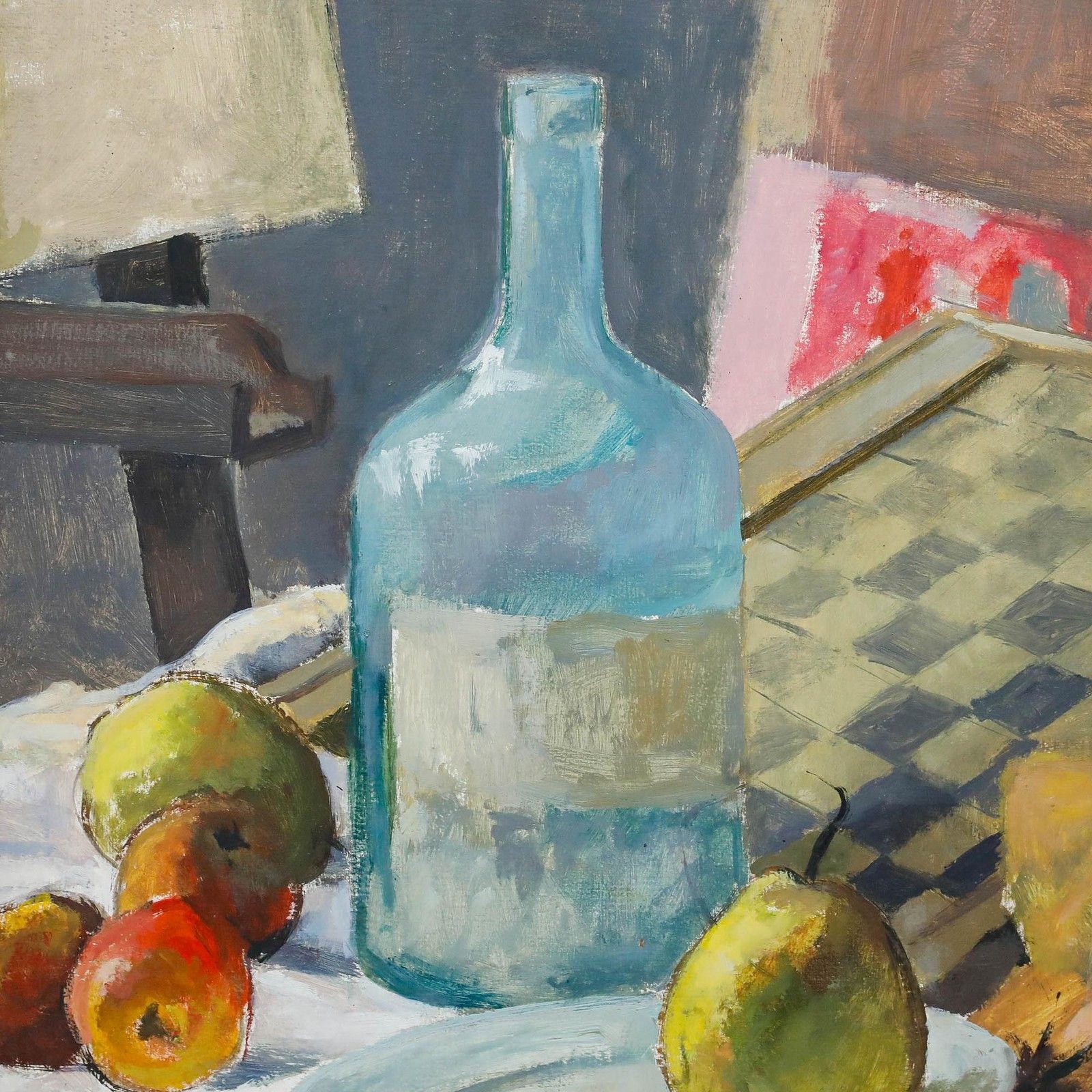 Pierre Neveu (B.1929) Framed 20th Century Oil, Still Life With Draughts Board photo 595.0