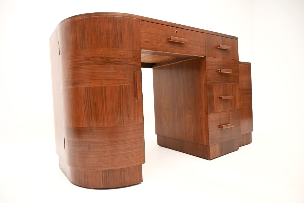 photo buy Art Deco Figured Walnut Desk, 1930s