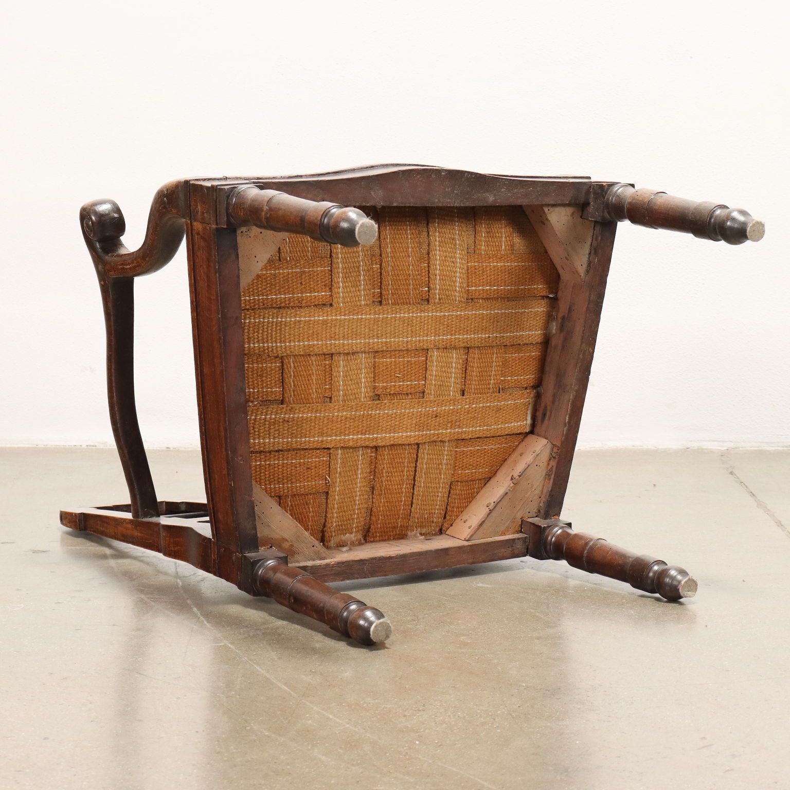 Ancient Armchair From The Directoire Cloth Italy Late XIX Century photo vintage