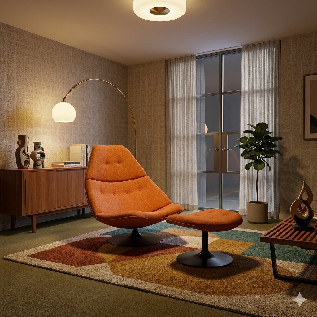 Fauteuil vintage Artifort F588 avec repose-pieds, par G. Harcourt, années 1960 photo furniture