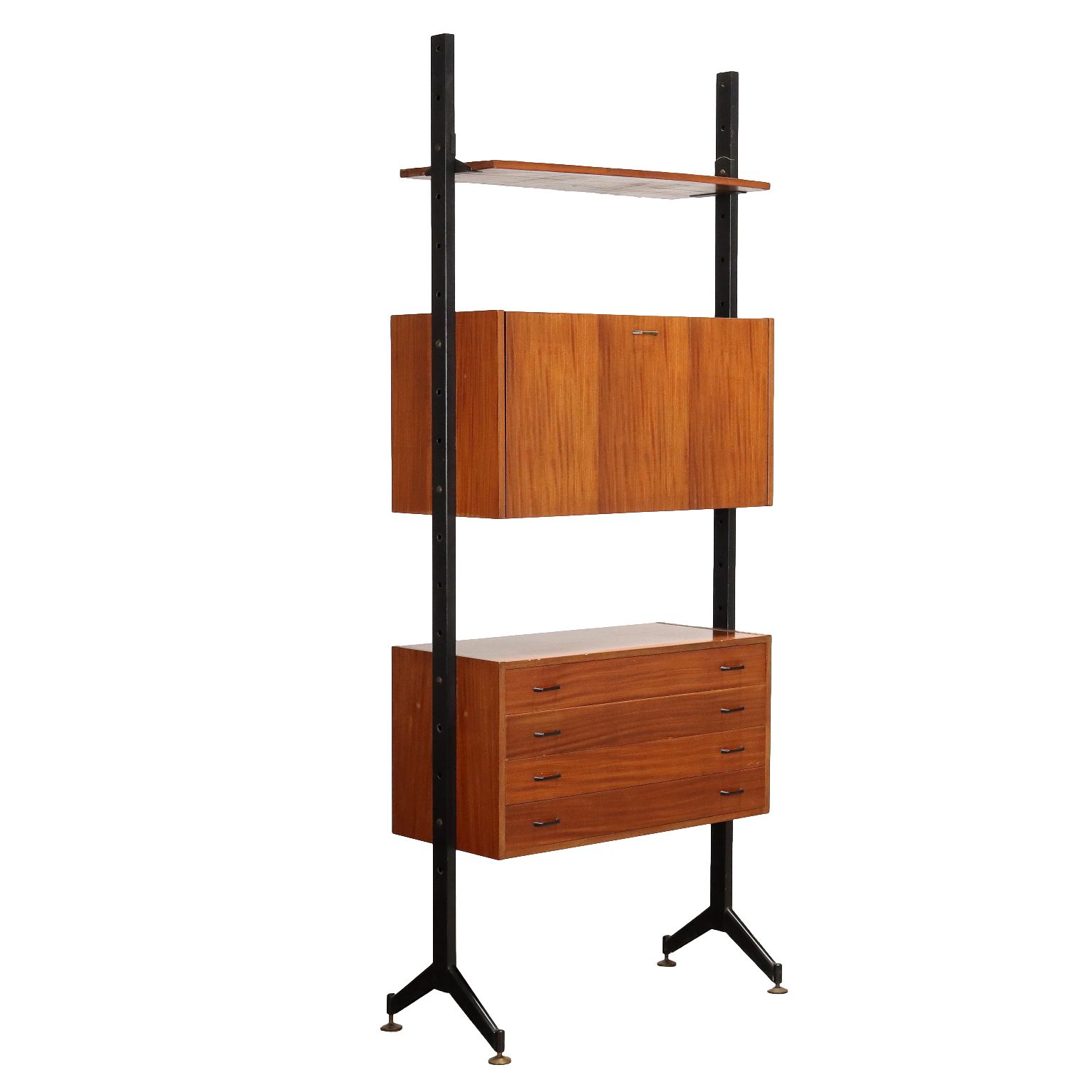 Vintage 1950s 60s Bookcase Mahogany Italy