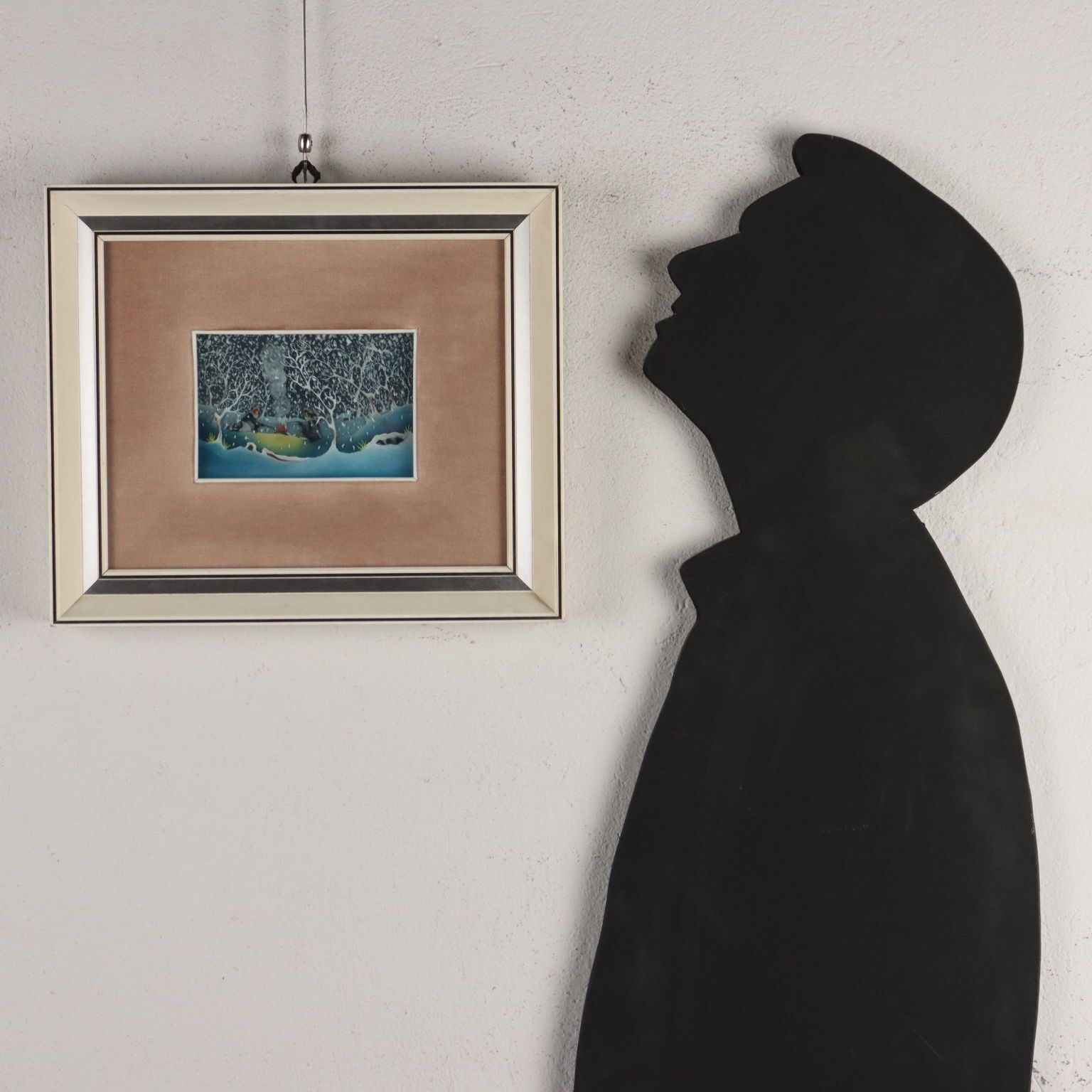 Contemporary Naif Painting M. Previ Oil On Glass 1979 photo furniture