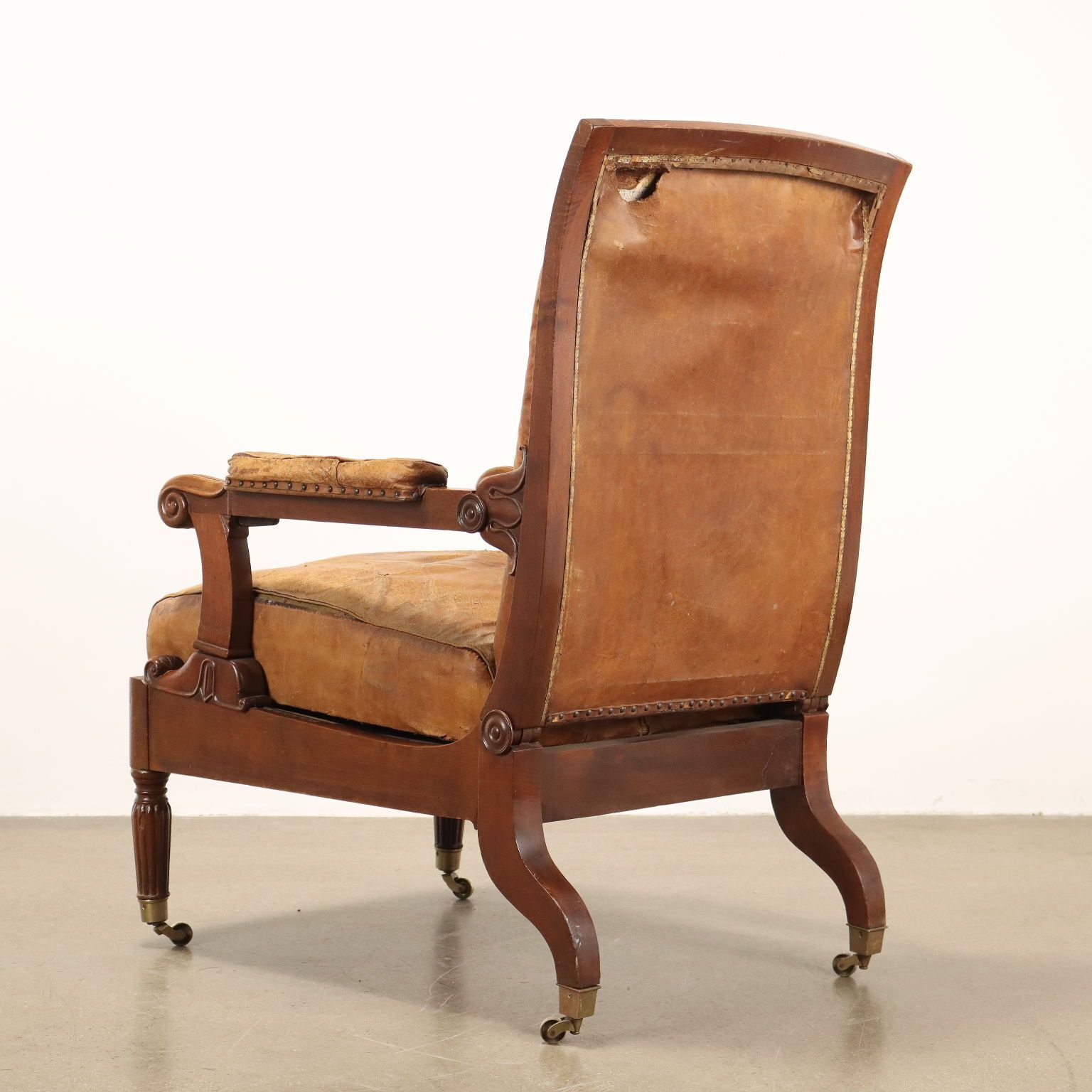1040.0 Antique Reclining Chair Louis Philippe Walnut Italy XIX Century photo