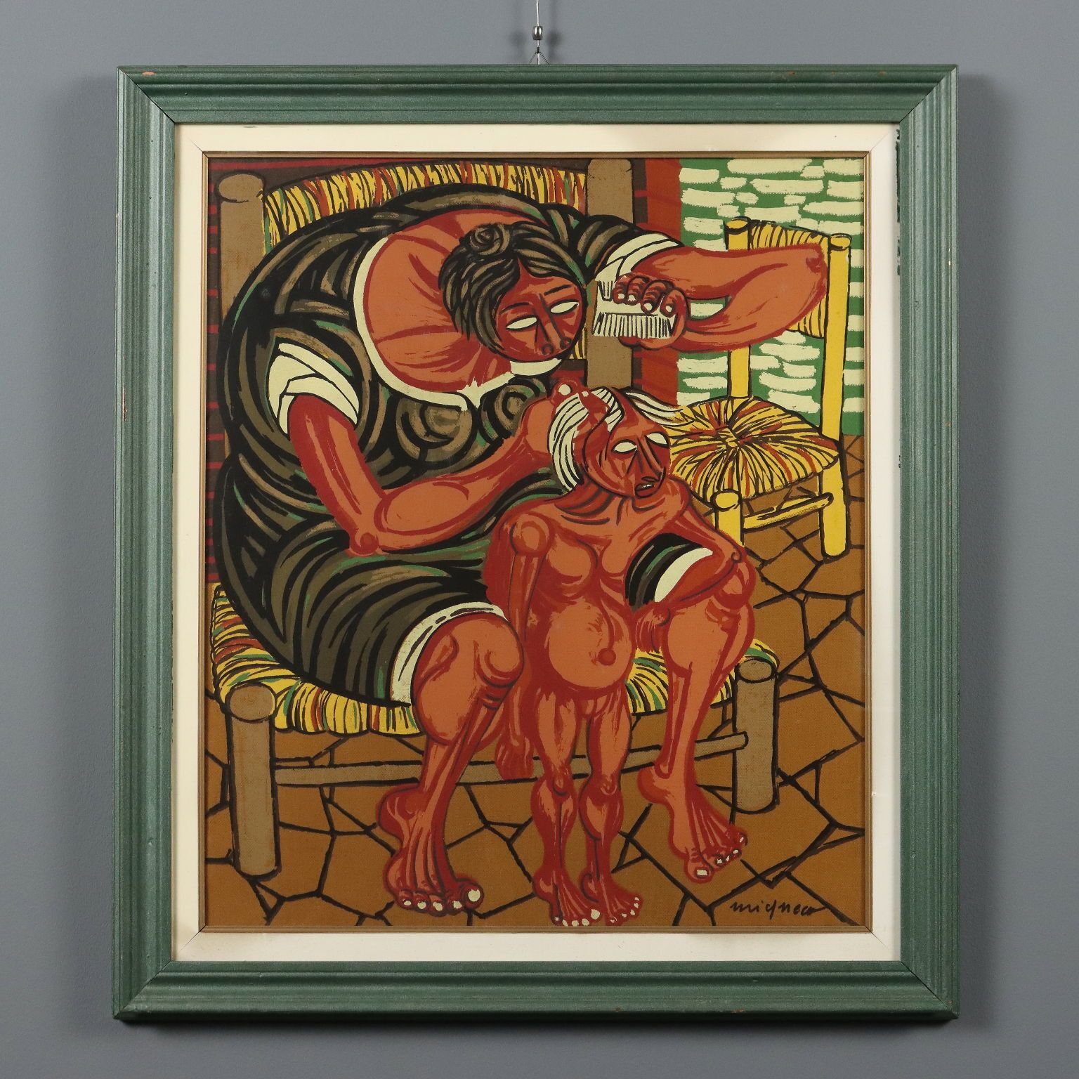 Mother With Child Giuseppe Migneco Contemporary Painting XX Century