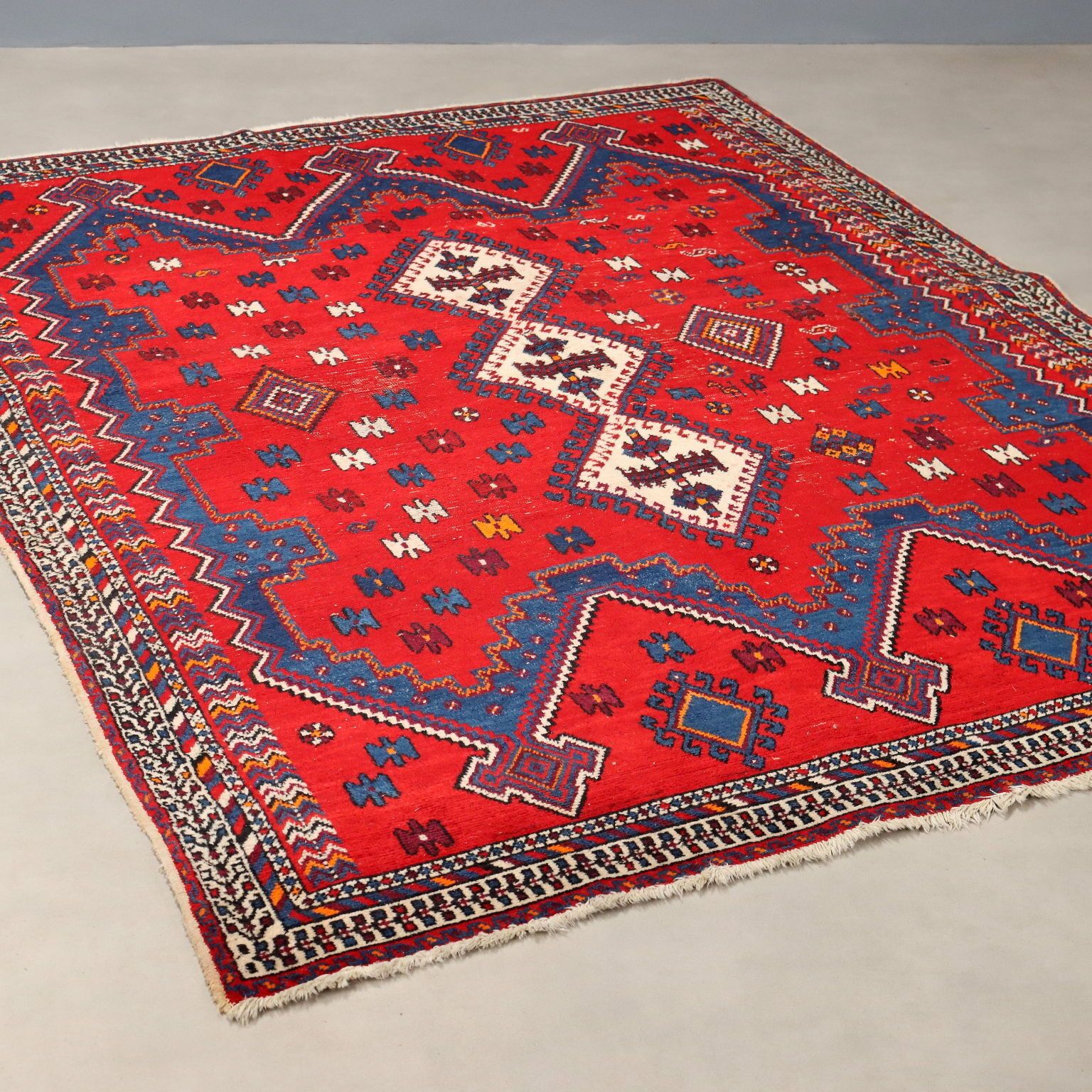 Antique Asian Carpet Cotton Wool Heavy Knot 83 X 64 In