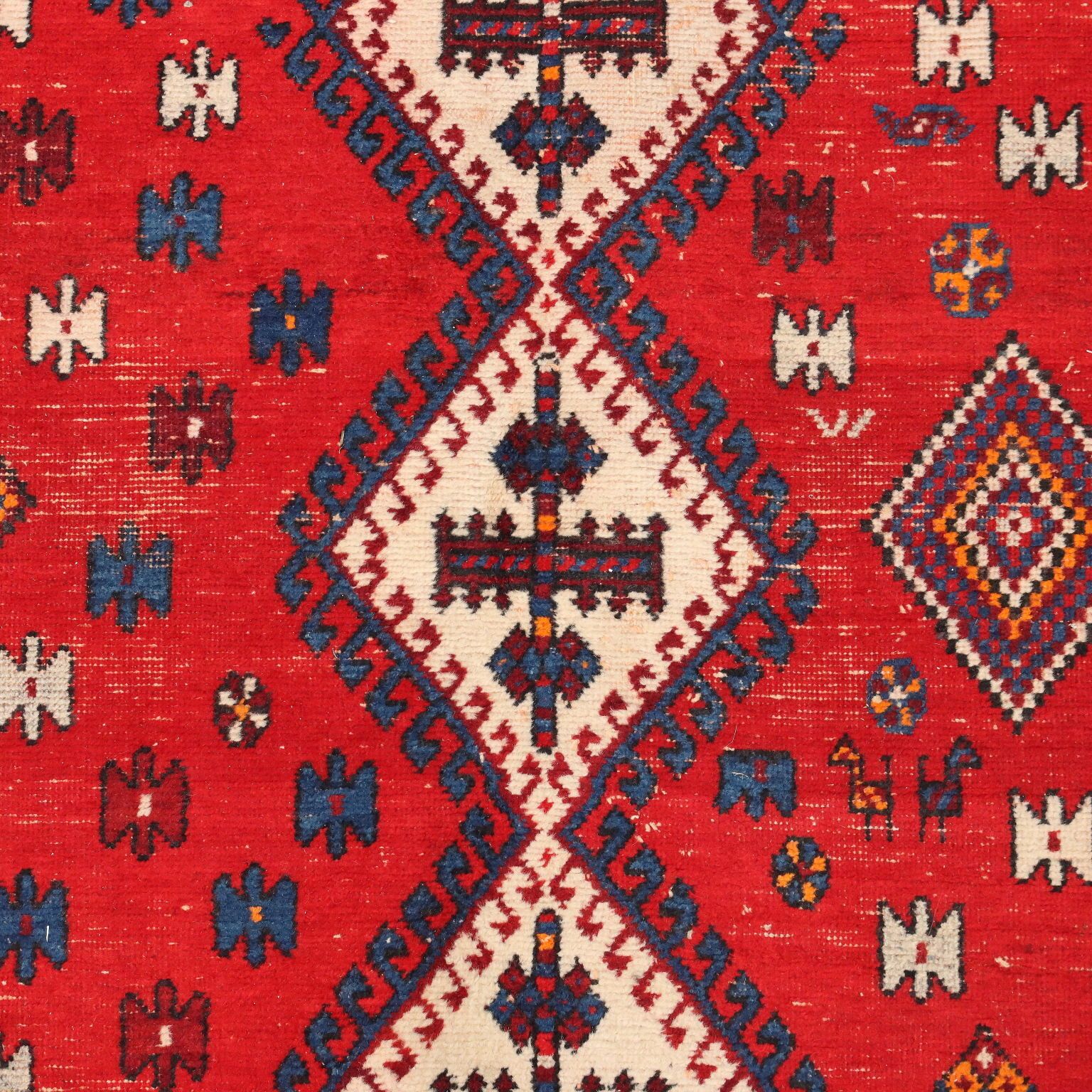 Antique Asian Carpet Cotton Wool Heavy Knot 83 X 64 In photo Textiles