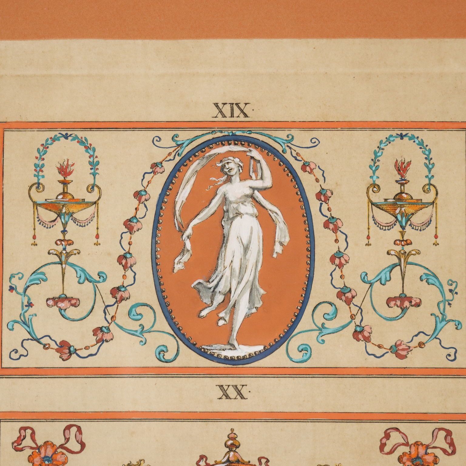 Antieke etsen, gesigneerd Michelangelo Pergolesi, vazen, 18e eeuw photo 500.0