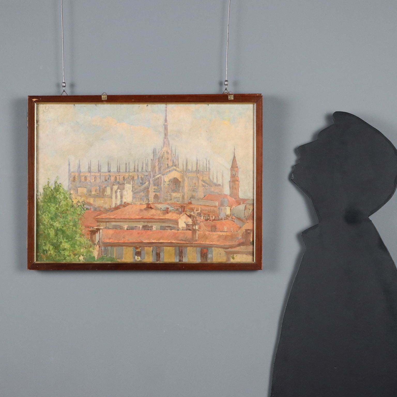 Tableau d'époque signé Giuseppe Viviani, vue de Milan, XXe siècle photo furniture