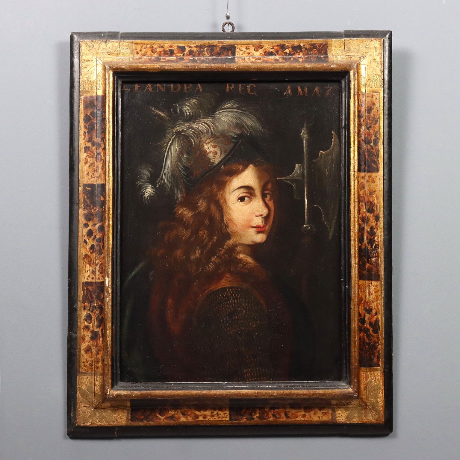 Tableau d'époque « Leandra Queen Of The Amazons », huile sur toile, XVIIe siècle
