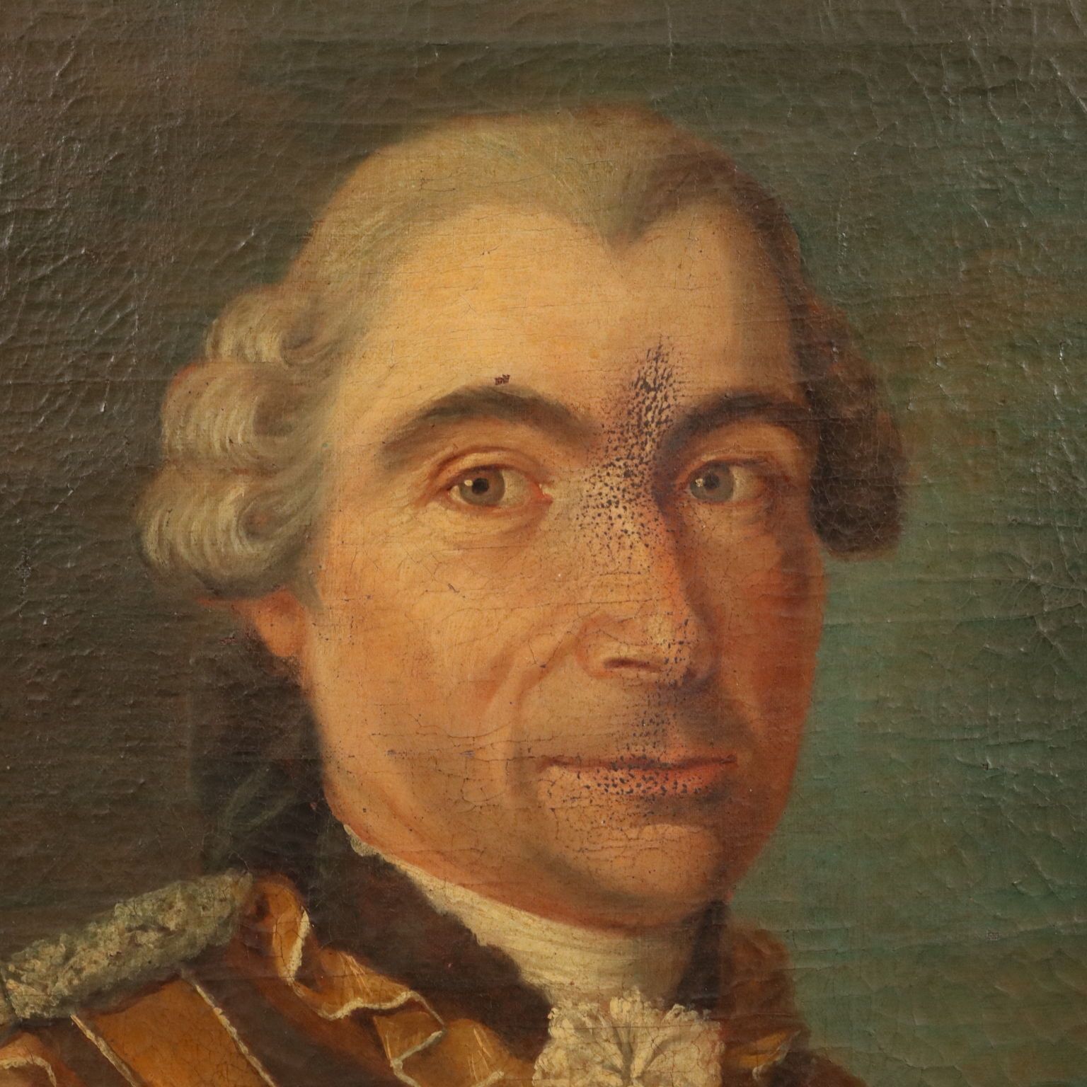 Antique Painting Portrait Of A Nobleman Oil On Canvas XVIII Century photo Art