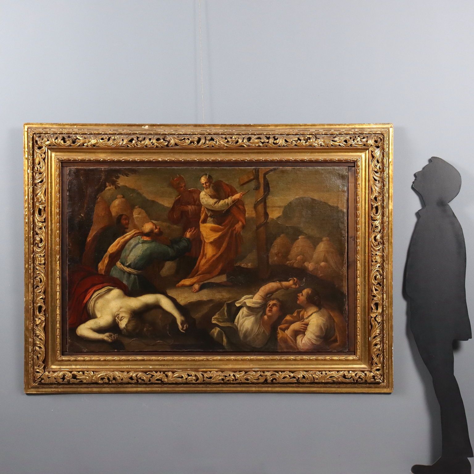 Tableau d'époque, Moïse et le serpent d'airain, huile sur toile, XVIIe siècle photo furniture