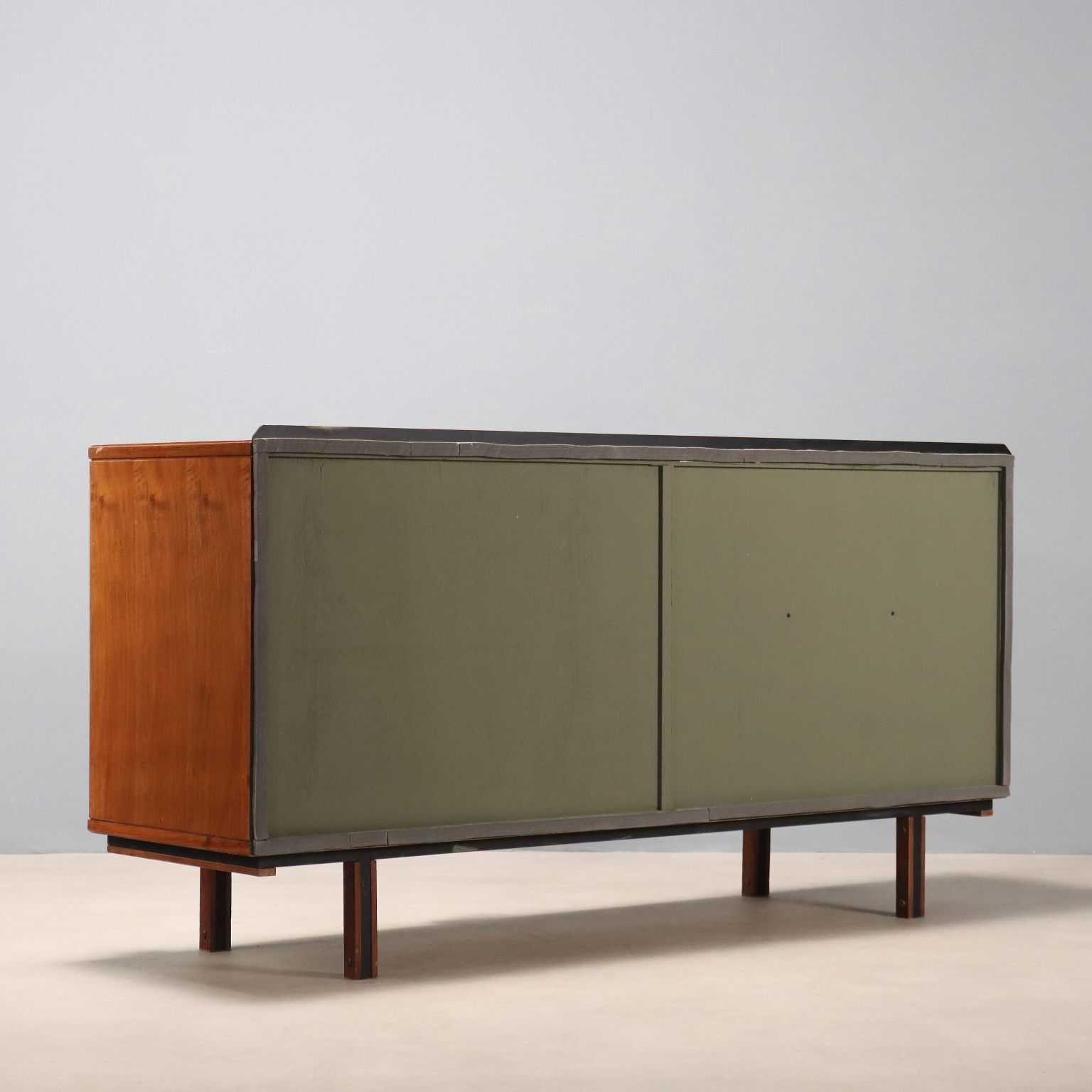 photo for sale Vintage Sideboard Tanganyka Walnut Metal Design Italy 1960s