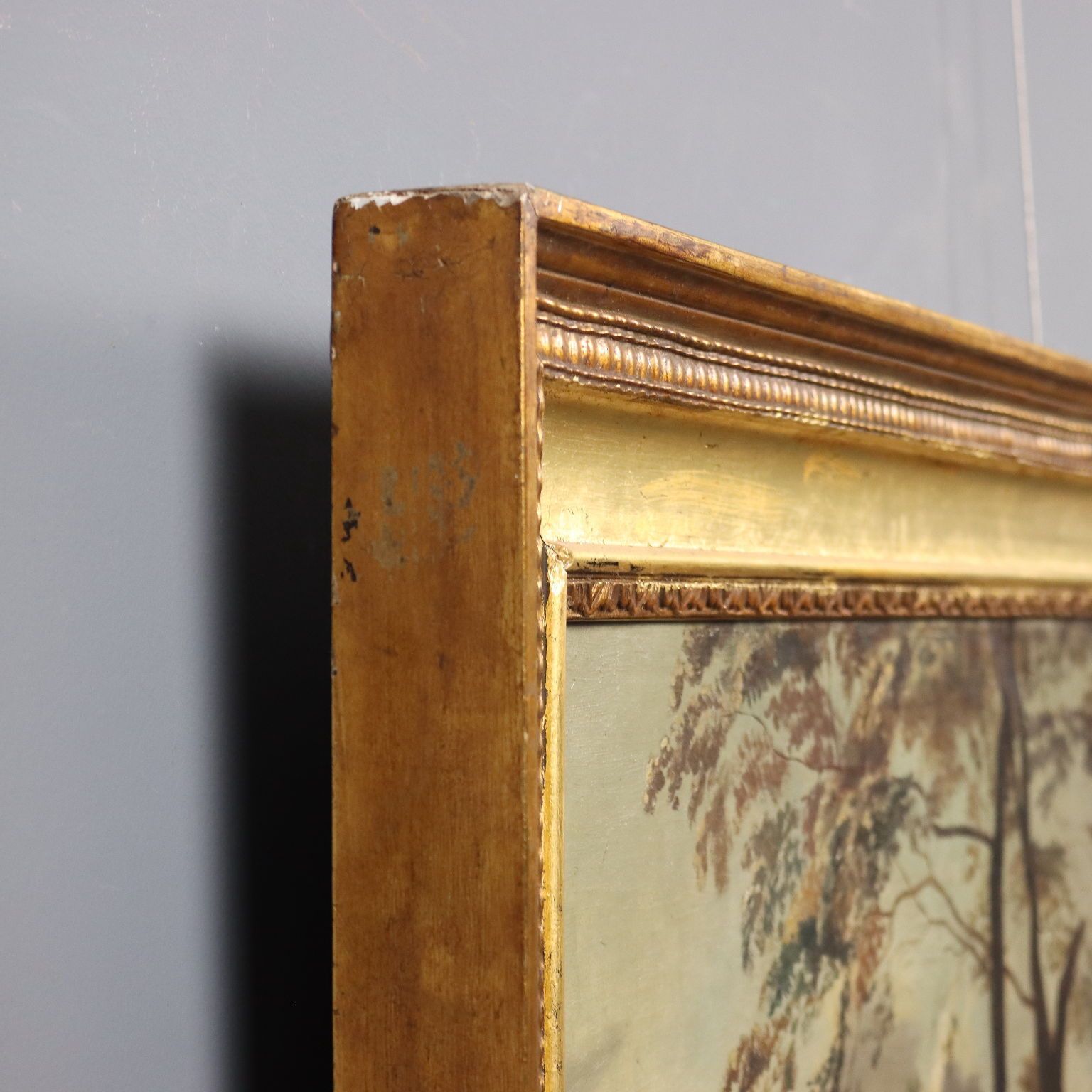photo vinterior Antique Painting Country Scene Oil On Canvas Northern Europe '800