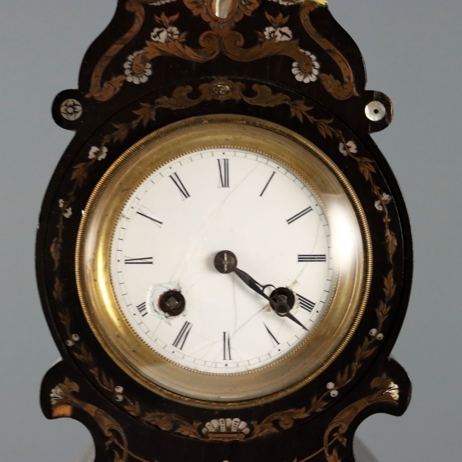 Antique Clock Wood Bronze Mother Of Pearl XIX Century photo 330.0