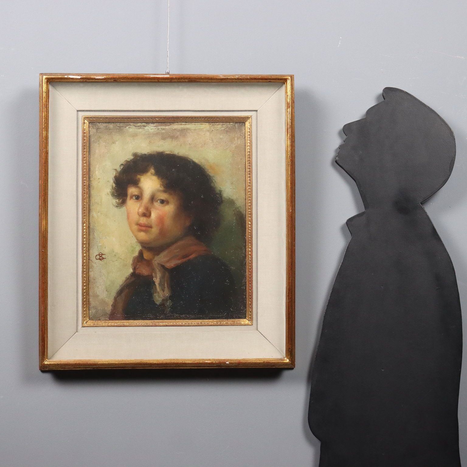 Peinture moderne signée Casimiro Ottone, portrait féminin, XXe siècle photo furniture