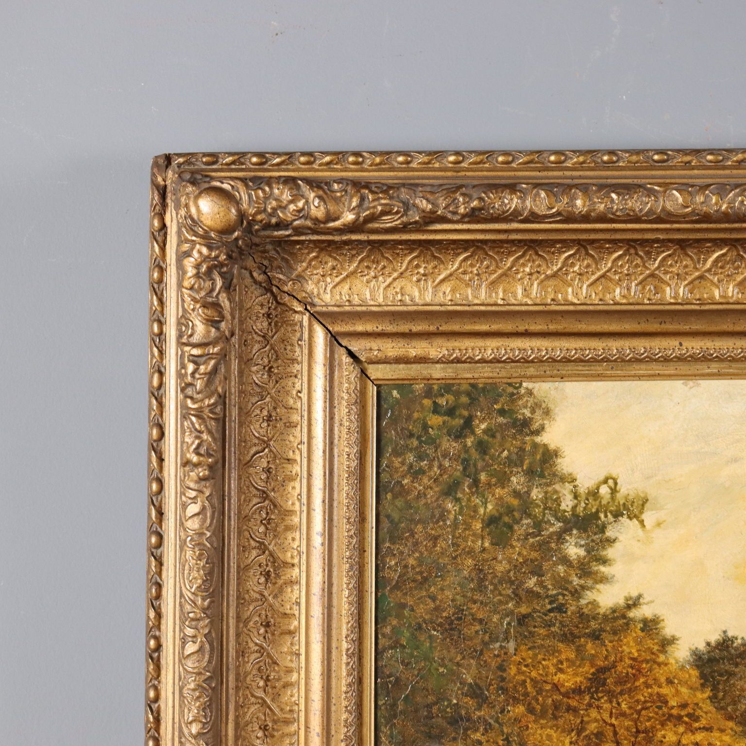 photo for sale Tableau d'époque, paysage forestier, huile sur toile, XIXe siècle