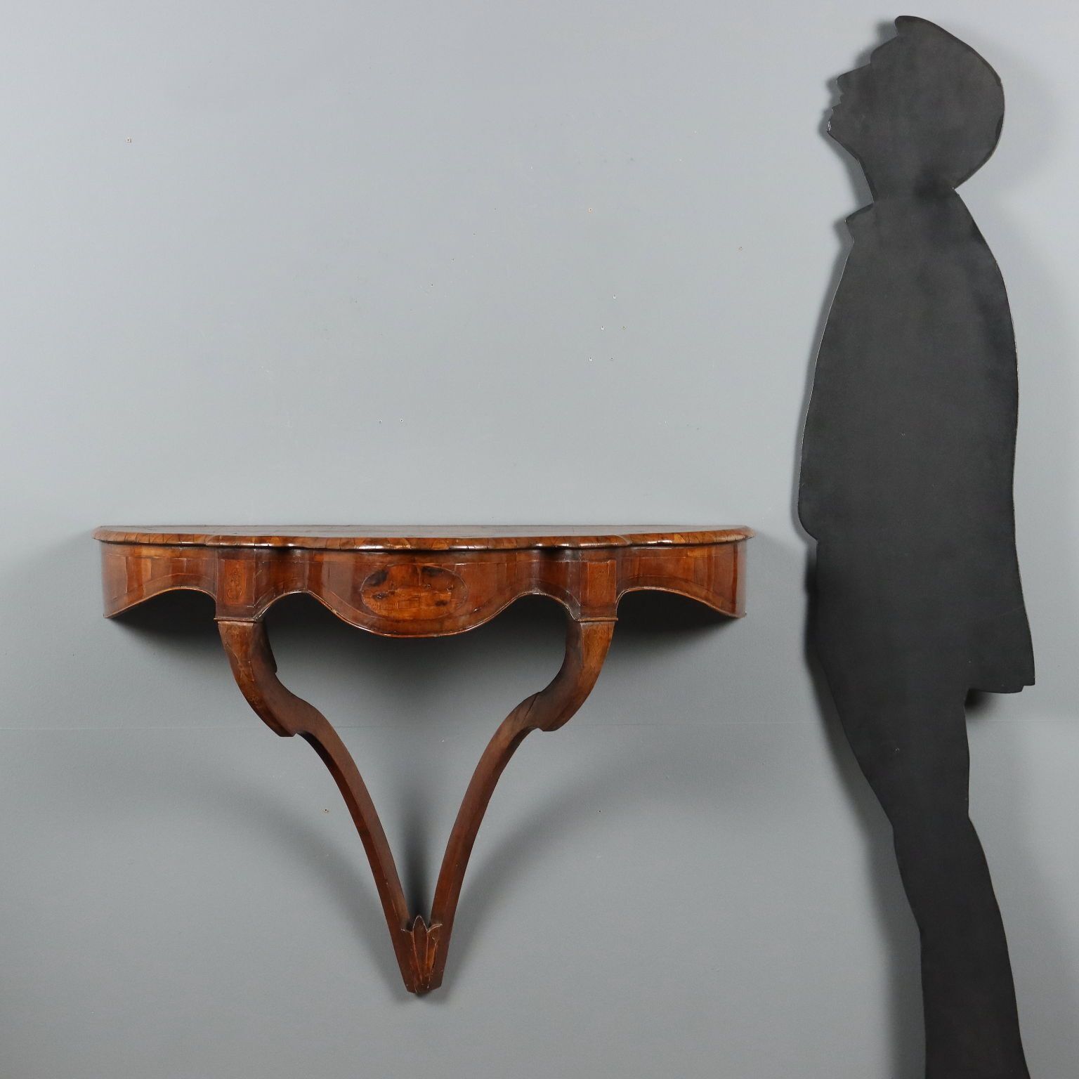 Antique Drop Shaped Console Walnut Carvings Italy XIX Century photo for sale