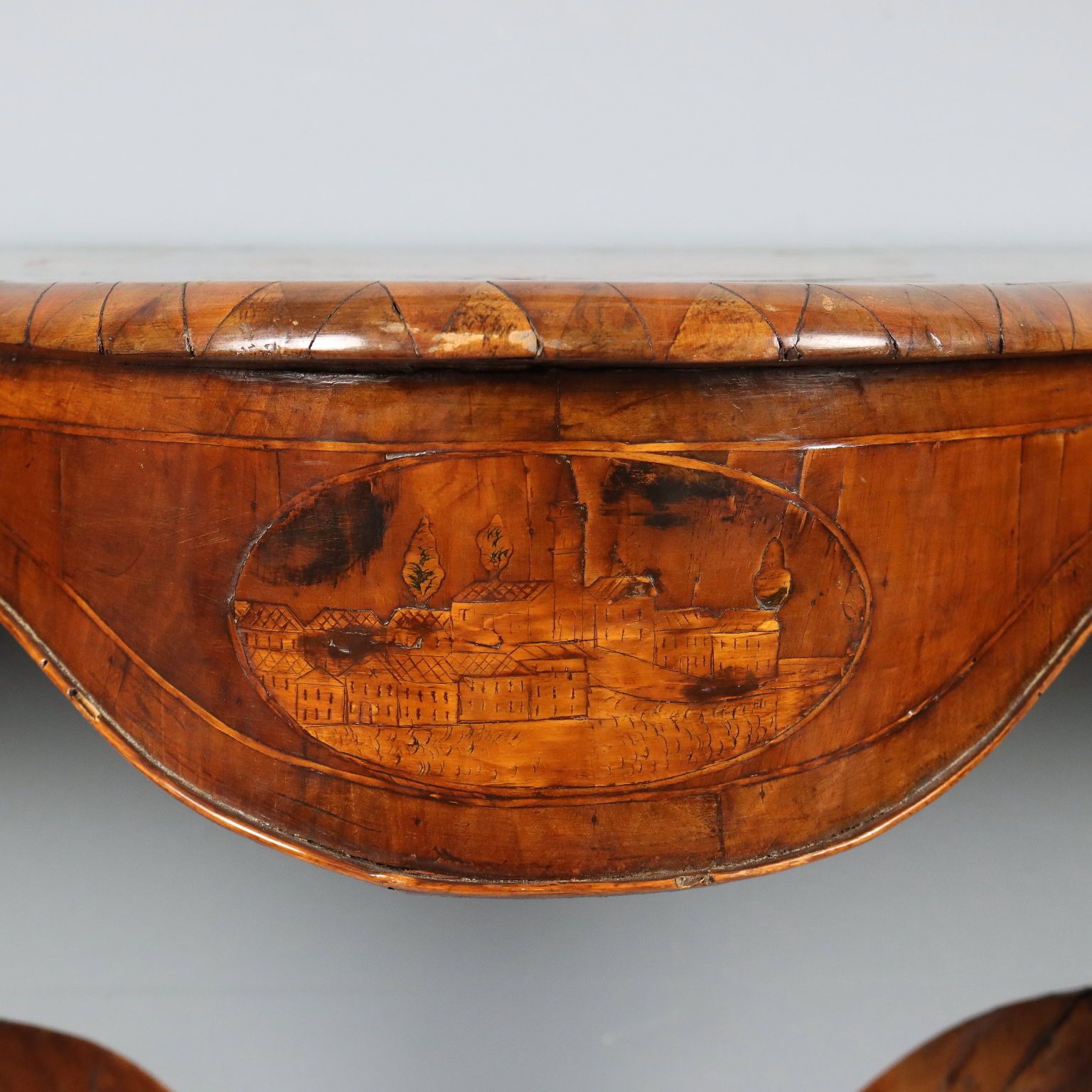 Antique Drop Shaped Console Walnut Carvings Italy XIX Century photo 1560.0