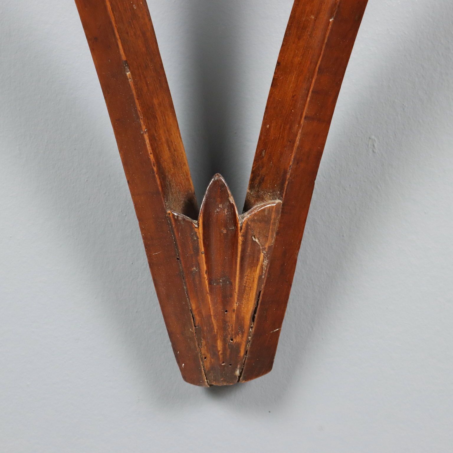 Antique Drop Shaped Console Walnut Carvings Italy XIX Century photo vintage