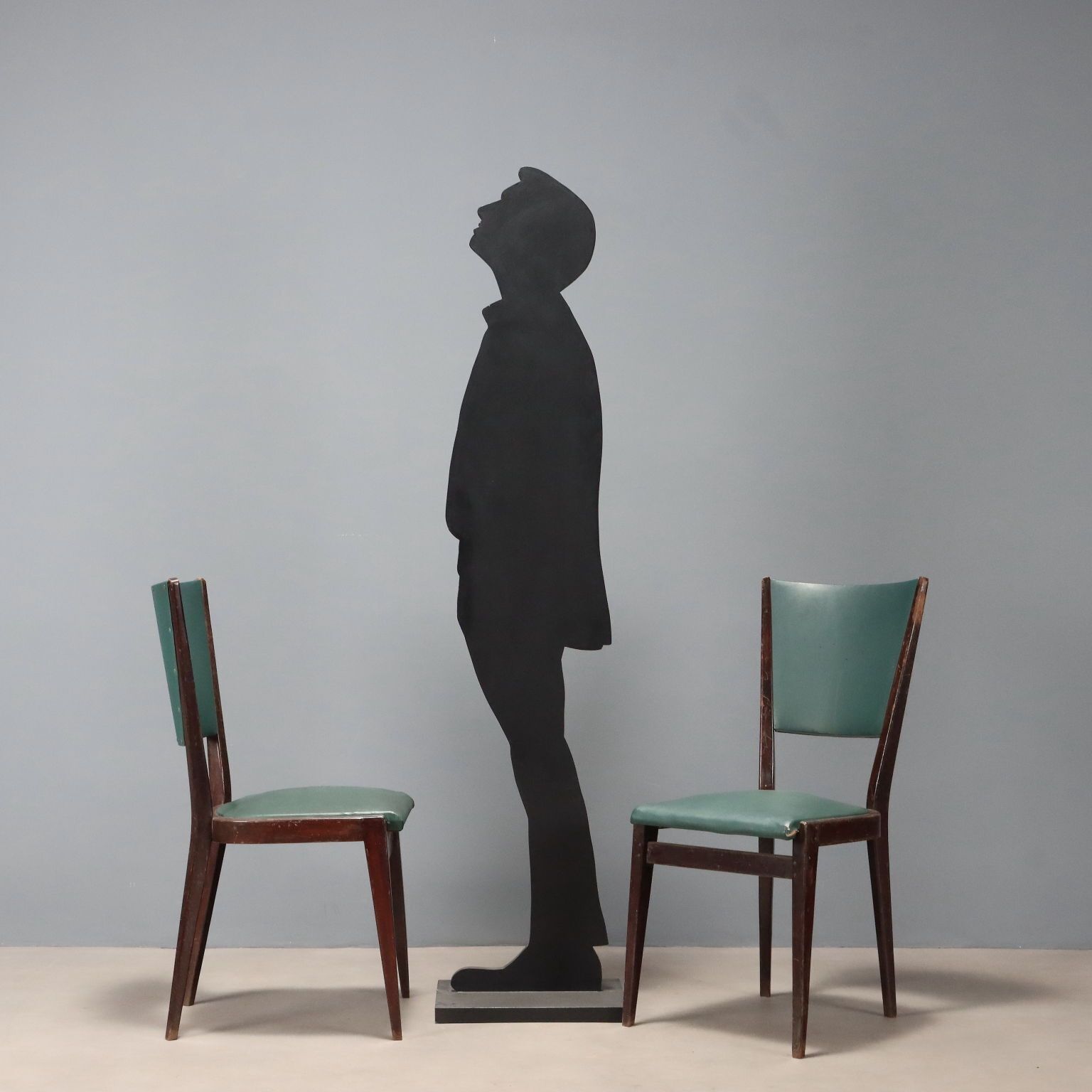 Vintage Chairs Beech Foam Leatherette Design Italy 1950s photo for sale