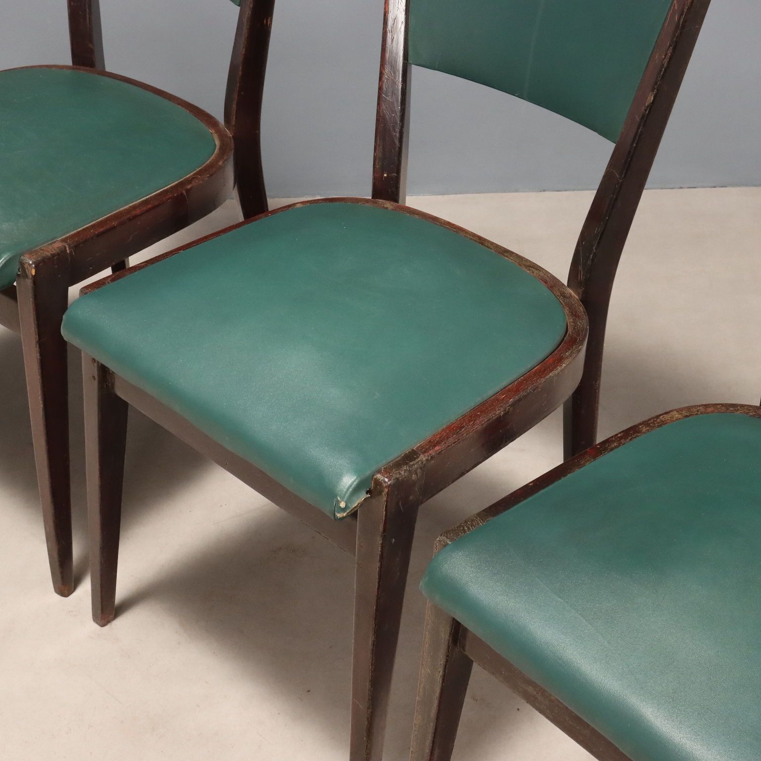 Vintage Chairs Beech Foam Leatherette Design Italy 1950s photo 380.0
