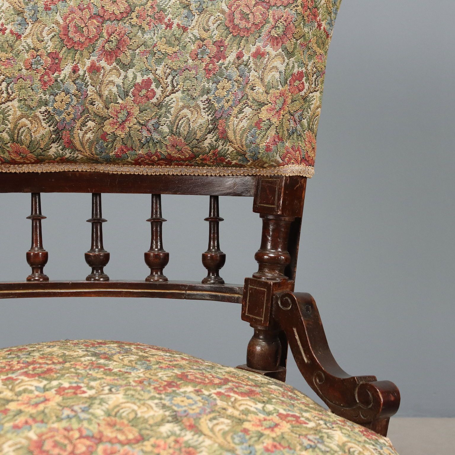 Fauteuil victorien avec pouf en tissu, Angleterre, XIXe siècle photo 520.0