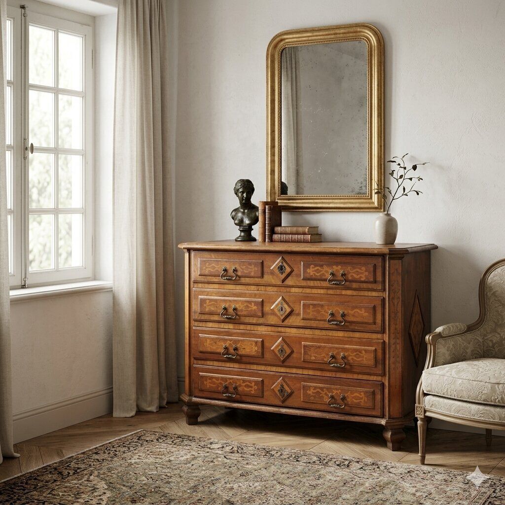 Chest Of Drawers Baroque Walnut 4 Drawers XVIII Century photo furniture