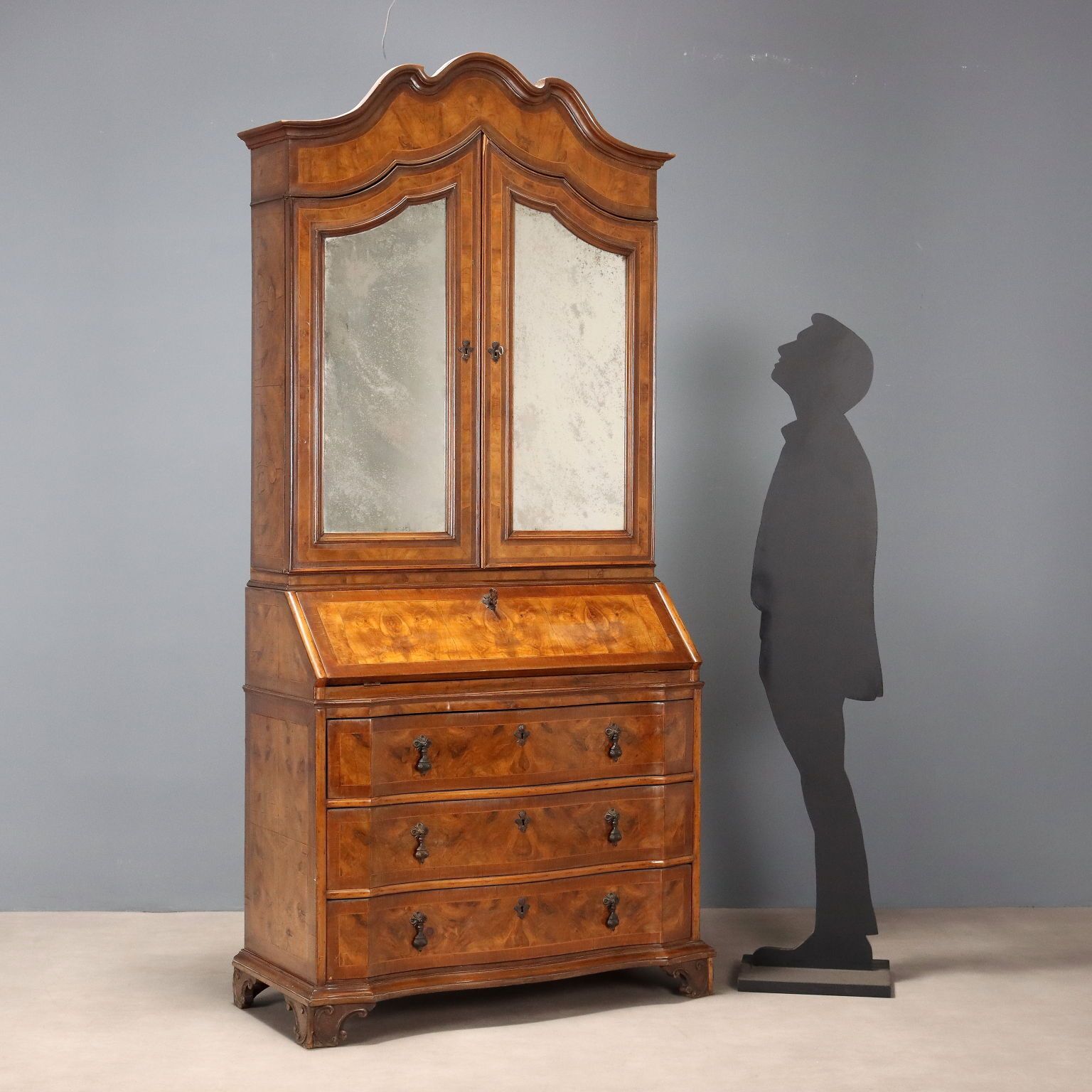 Antique Trumeau Walnut Drawers Italy Early XX Century photo for sale