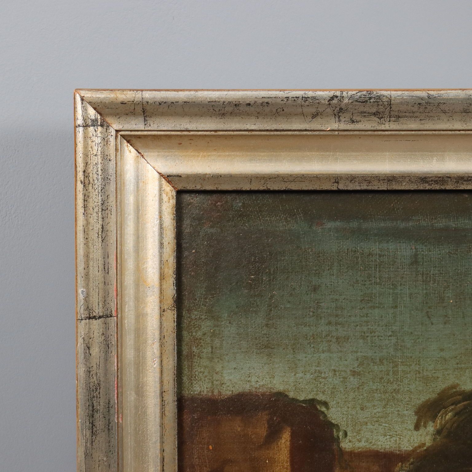 Tableau d'époque, paysage avec bergers et troupeaux, XVIIIe siècle photo vintage