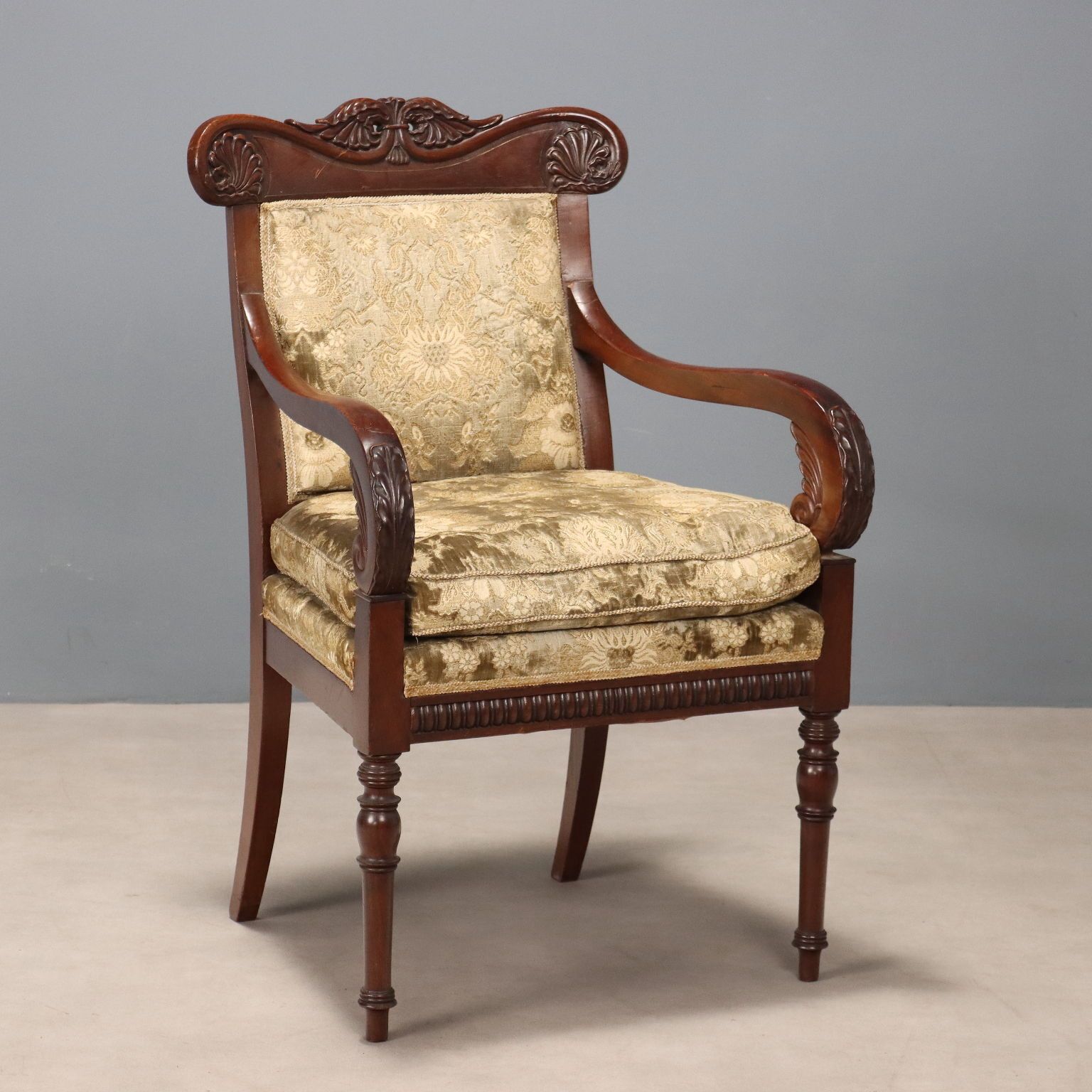 Fauteuil d'époque Louis-Philippe en acajou, Italie, XIXe siècle