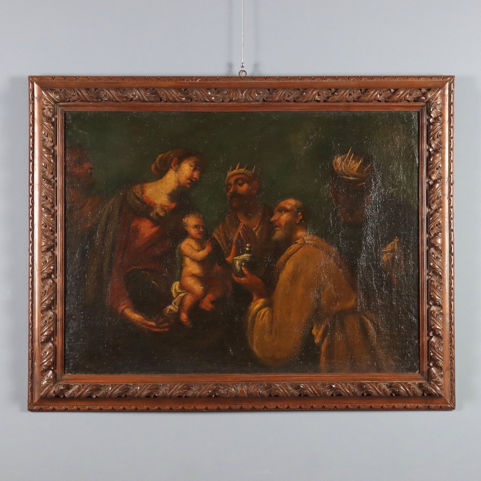 Antique Painting The Three Wise Men Oil On Canvas XVII XVIII Century