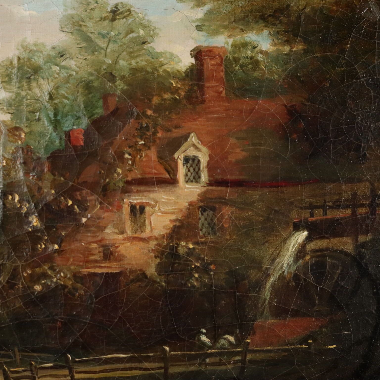Antique Painting Landscape With Mill Oil On Canvas XIX Century photo buy
