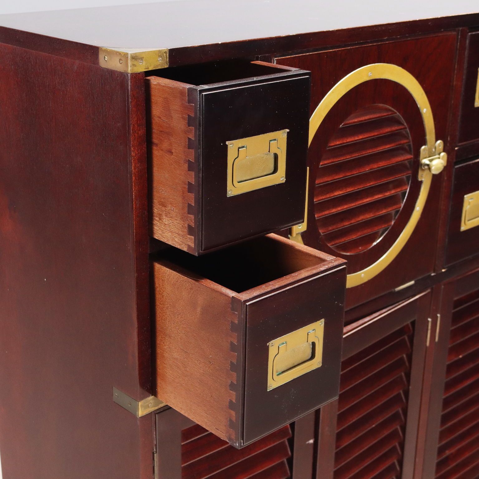 Antique Cupboard Navy Style Mahogany Veneer 2 Drawers XX Century photo vintage