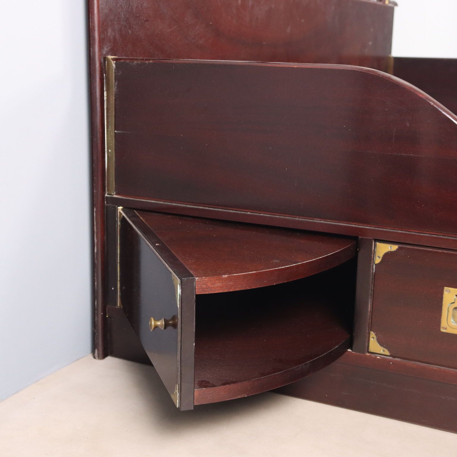 Antique Double Bed Navy Style Mahogany Veneer XX Century photo vintage