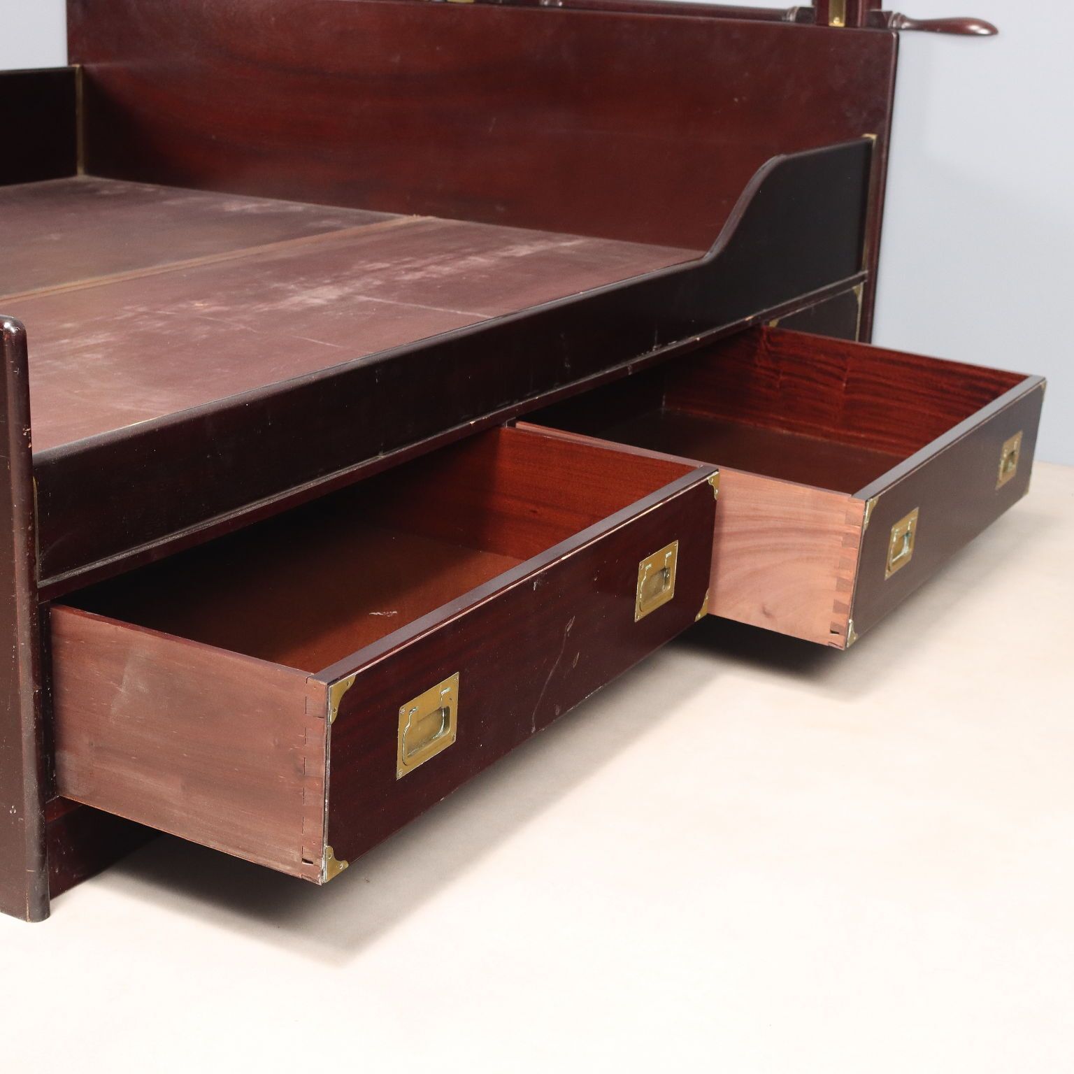 Furniture Antique Double Bed Navy Style Mahogany Veneer XX Century photo