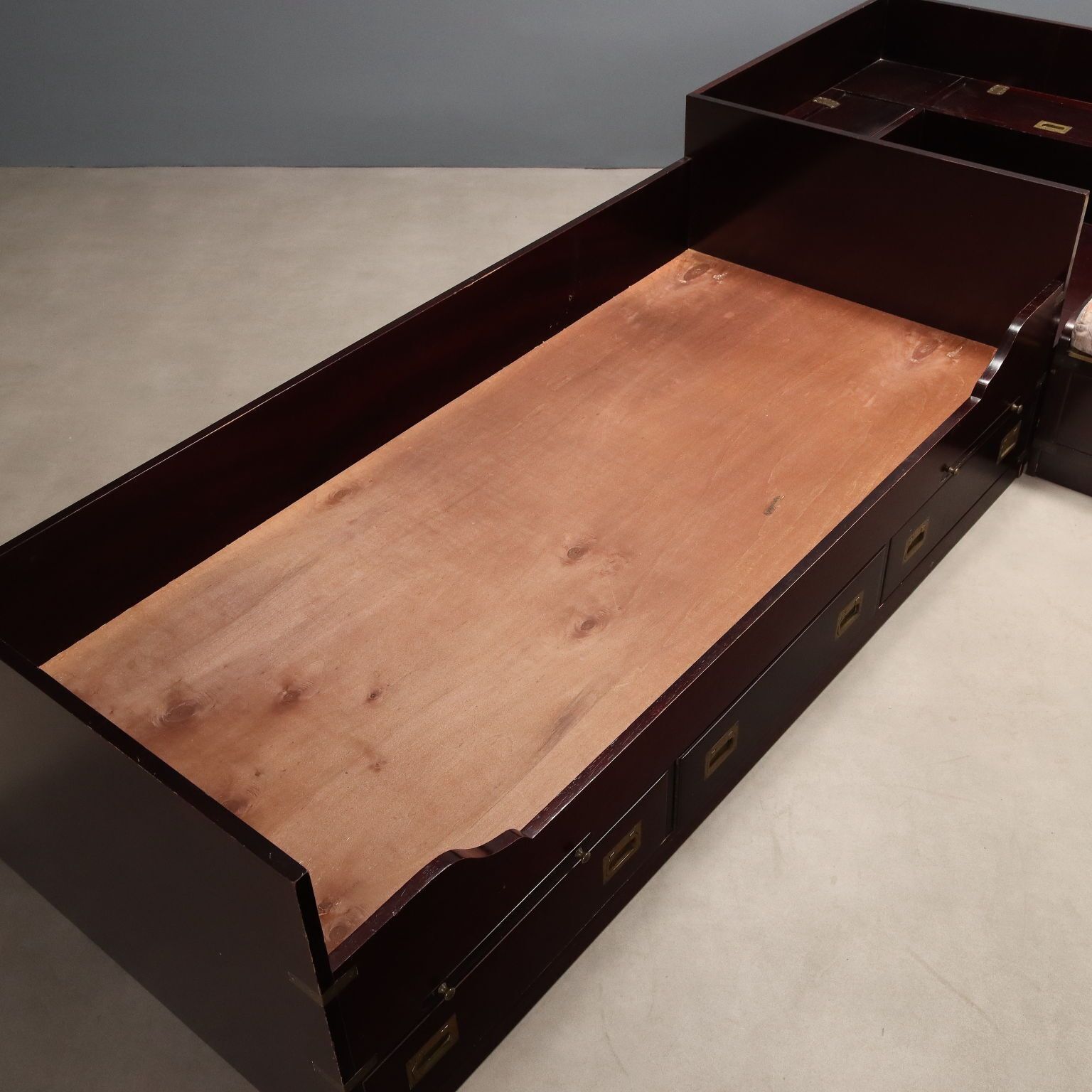 Antique Single Bed Navy Style Mahogany Veneer Italy XX Century photo vintage