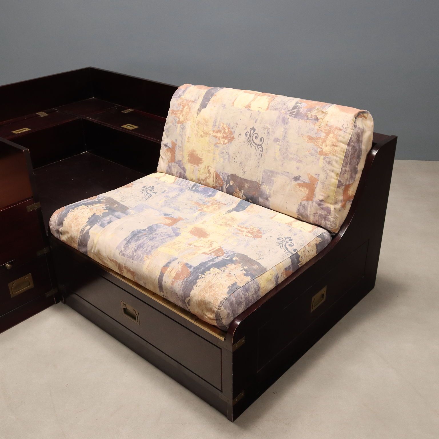 Furniture Antique Single Bed Navy Style Mahogany Veneer Italy XX Century photo