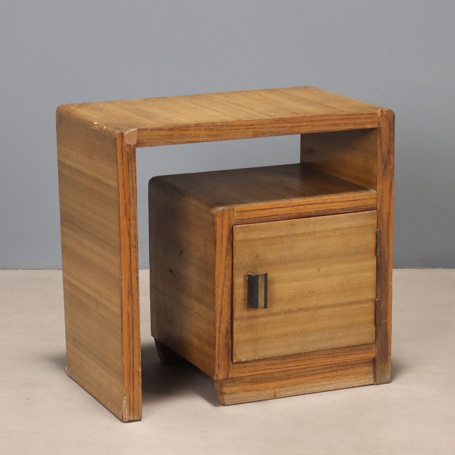 Vintage Bedside Table Exotic Woods Veneer Design 1930s 1940s