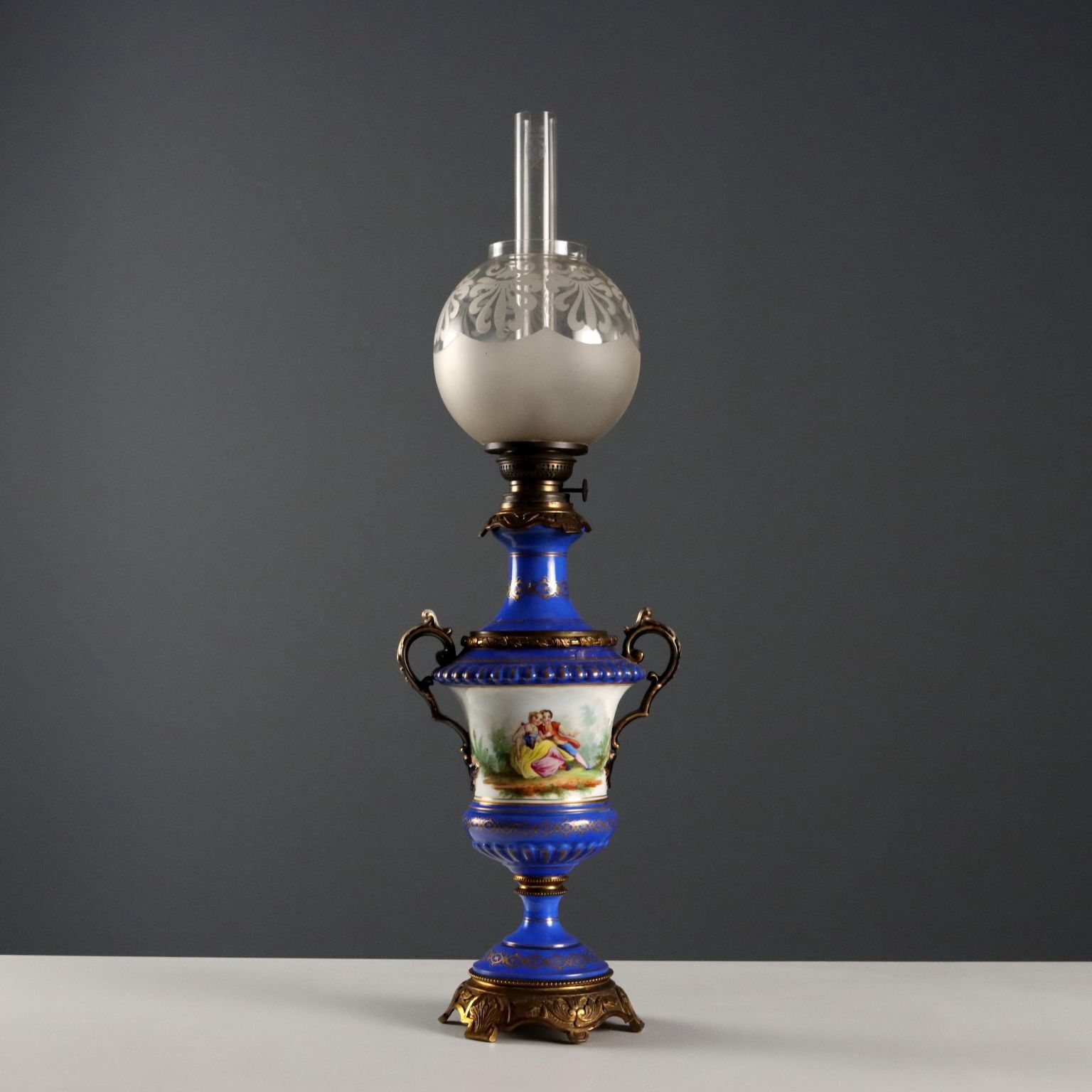 Antique Oil Lamp Kosmos Brenner Bronze Europe XIX Century