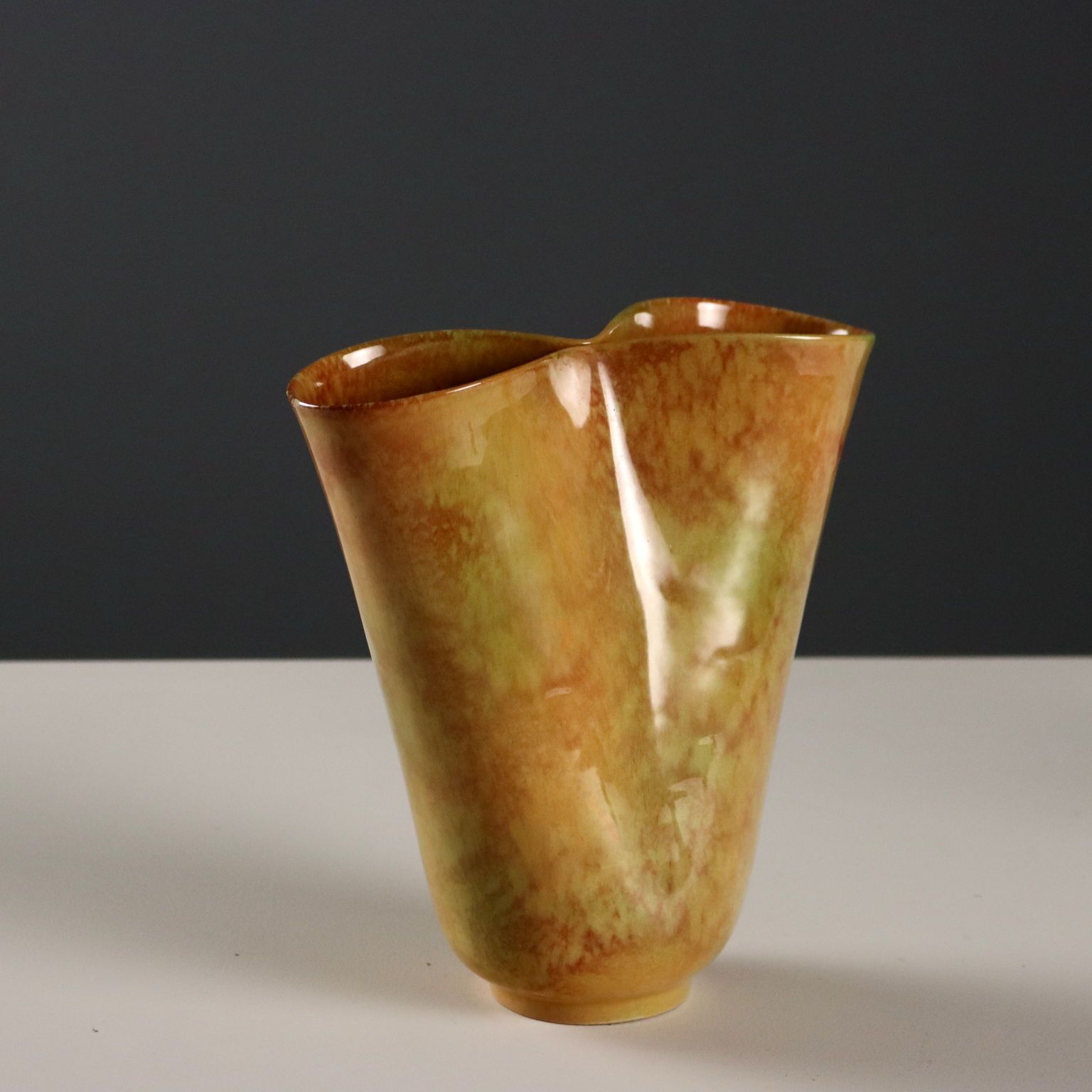 Vintage Vase Enamelled Ceramic Industria Ceramica Umbra 1980s