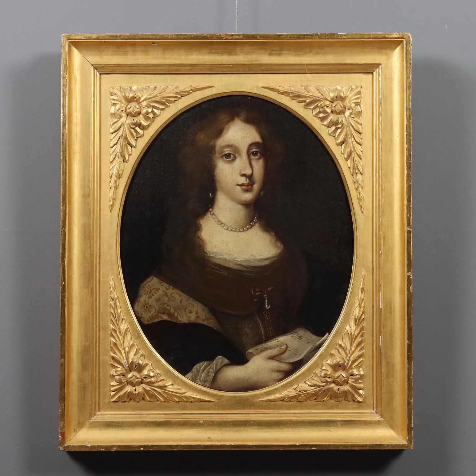 Antique Painting Portrait Of A Woman Oil On Canvas XVII Century