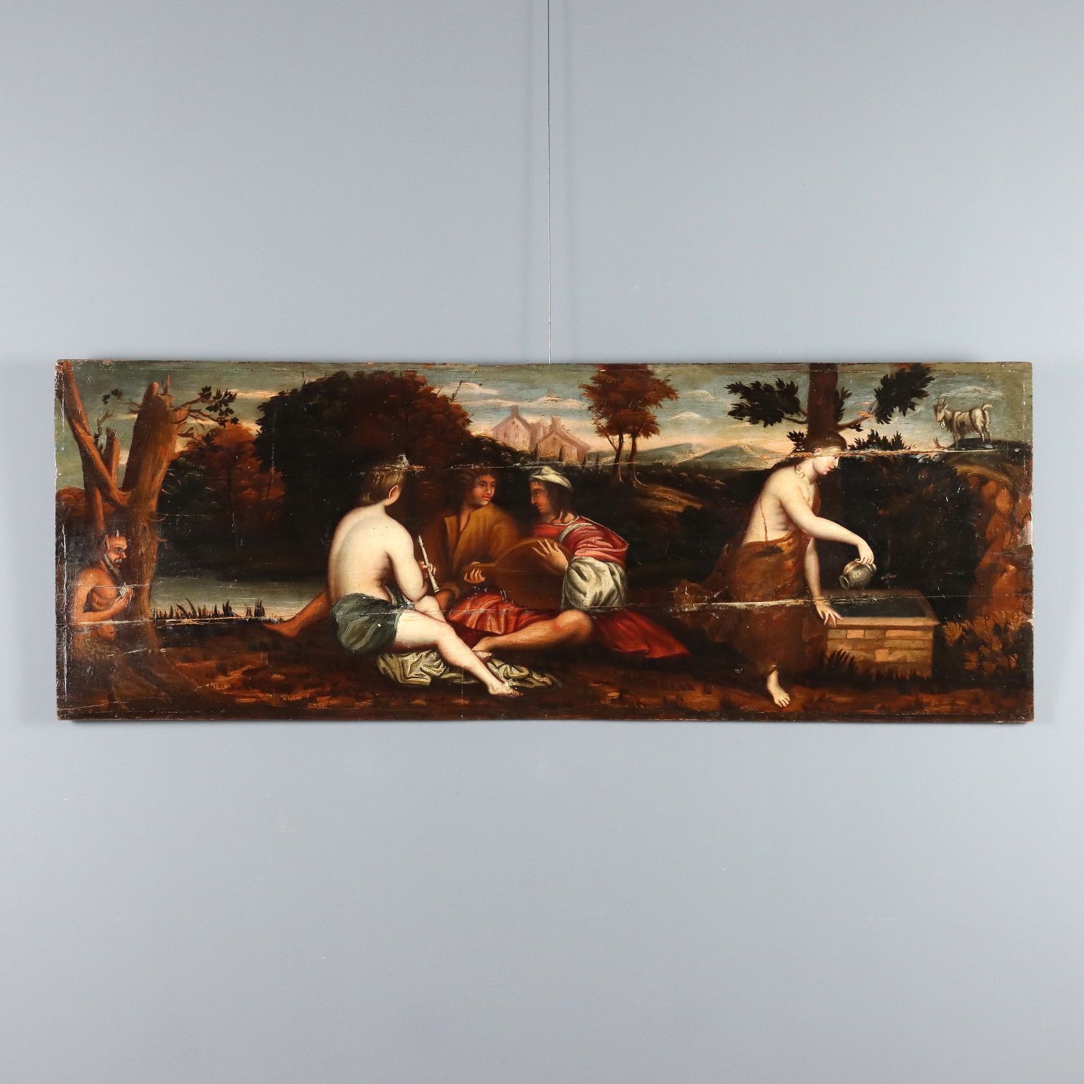 Antique Painting Concert Oil On Hardboard Italy XVIII Century